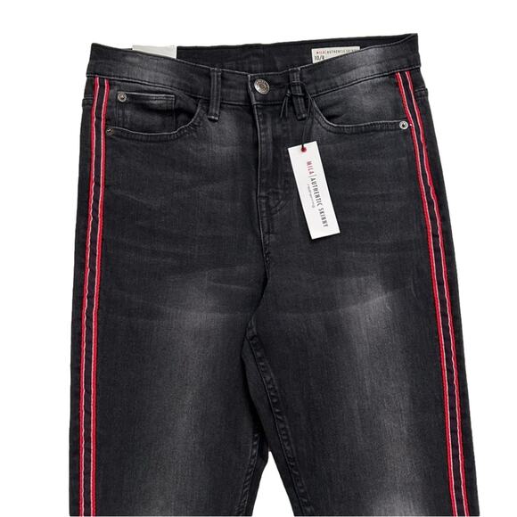 Red Herring UK Mila Black Wash Red Racing Stripe Skinny Jeans Size US 6 NEW - Picture 4 of 14